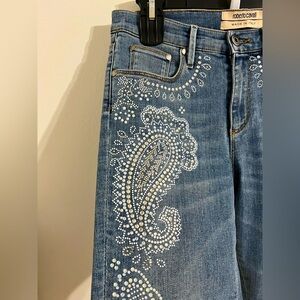 Roberto Cavalli bandana embroidered  rhinestone bling jeans